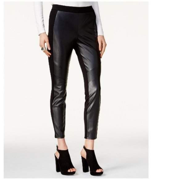 Bar III Faux Leather & Stretch Pants - Picture 1 of 10